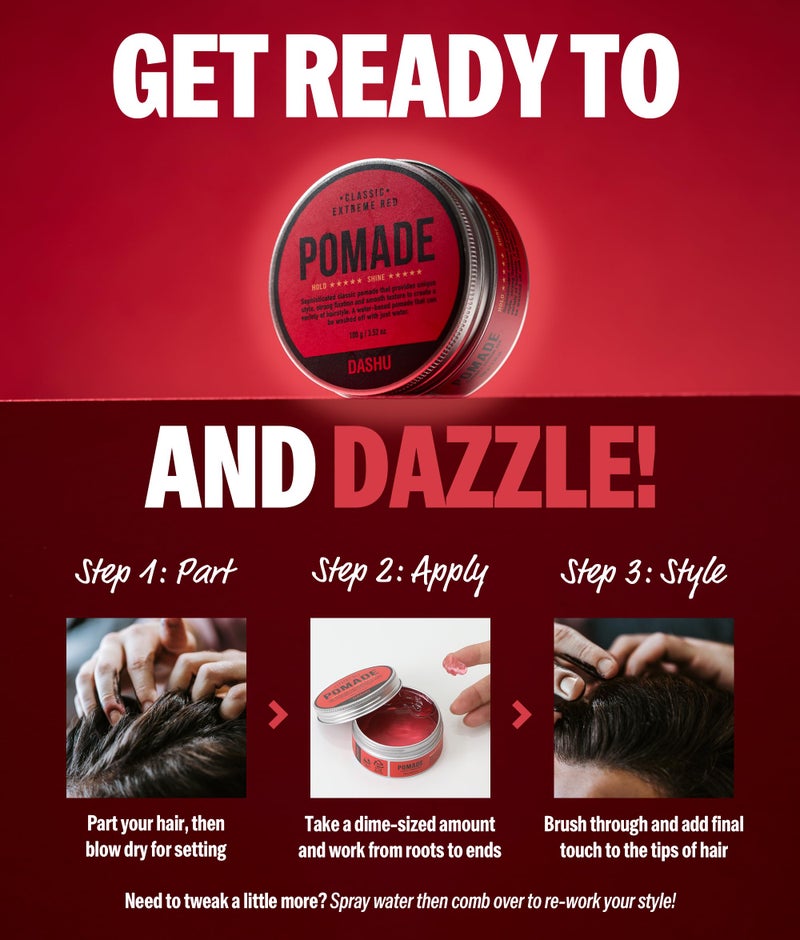 DASHU Classic Extreme Red Water Based Pomade for Men Strong Hold | Edge Control High Hold High Shine Pomade Men for All Hair Types 3.52 fl oz - Image 4